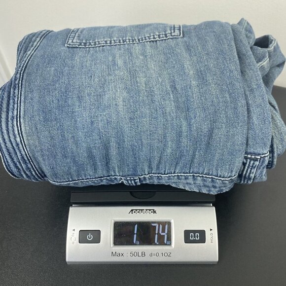 Free People Womens Denim Jumpsuit Size 27 Boiler Suit Blue Long Sleeve Cotton - Picture 12 of 12